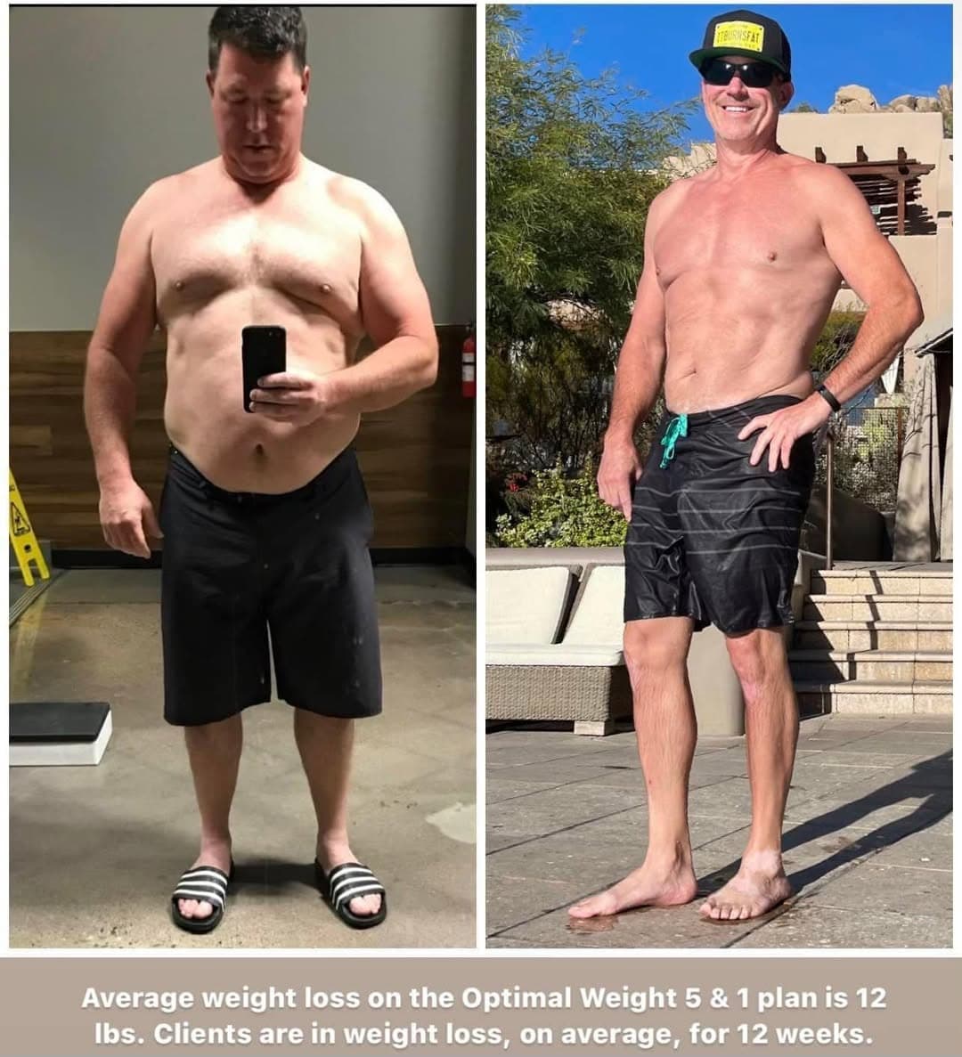 Before-and-after weight loss result from a Reta1 member (photo 1)